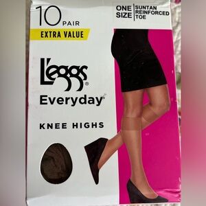 L'eggs Everyday Knee Highs - Suntan 10 pair